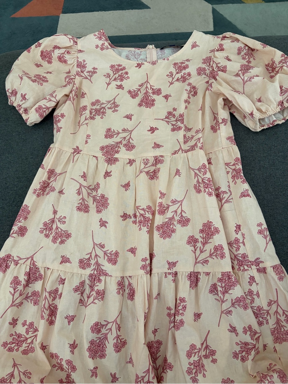Princess Highway Pink Floral Tiered Midi Dress on Cream
